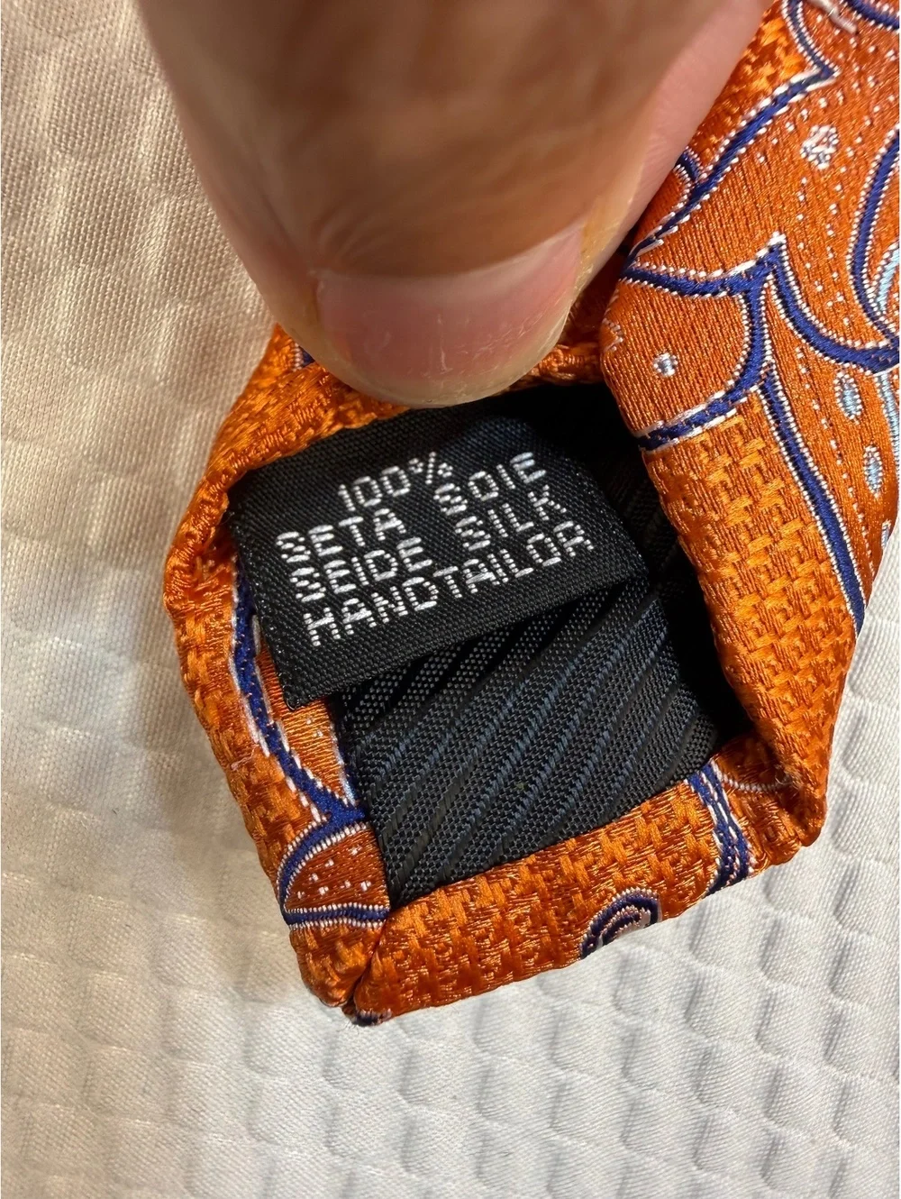 Barry Wang Men’s 100% Silk Orange Paisley Necktie Purple Gray Floral Tie